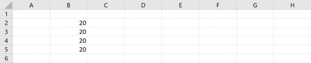Situación inicial de ejemplo de Loop Do While en VBA de Excel