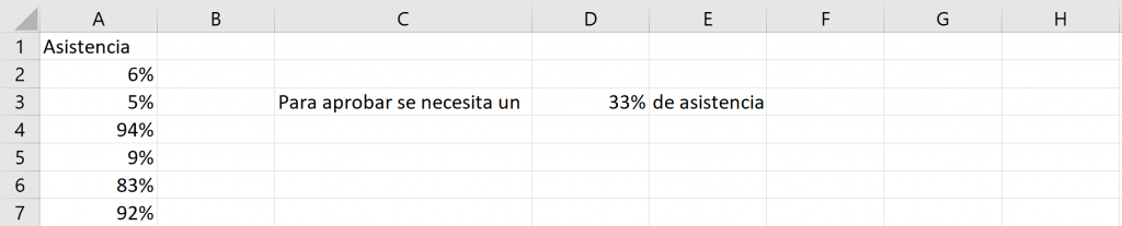 Initial situation of the full column loop in Excel VBA