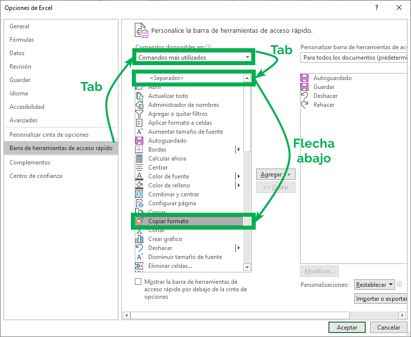 metodos abreviados en excel atajos del teclado en excel atajos en excel barra de acceso rapido