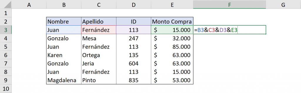 Concatenate values in Excel