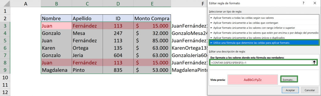Cómo marcar sólo las filas duplicadas en Excel
