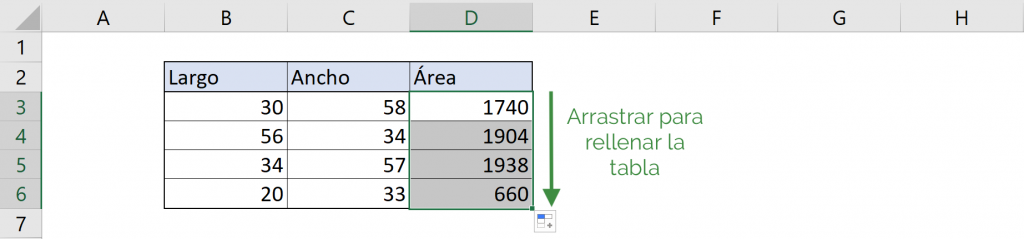 Error común: arrastrar para llenar