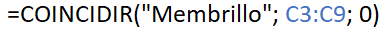 Formula used for Excel's MATCH function with a vertical array