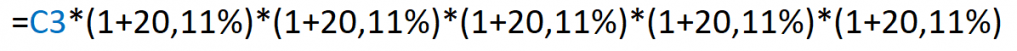 Formula we use to obtain the final amount of an investment through the CAGR and the initial investment amount