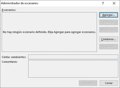 Administrador de escenarios en Excel