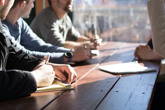 Hands of people who are in a personnel selection process