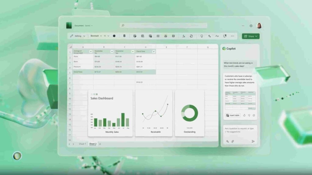 An image capture of what Copilot's artificial intelligence technology will be in Excel