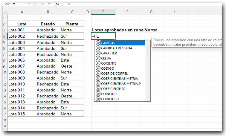 CONTAR.SI CONJUNTO ejemplo
