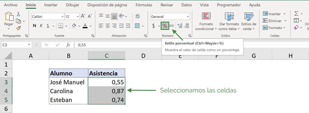 función porcentaje