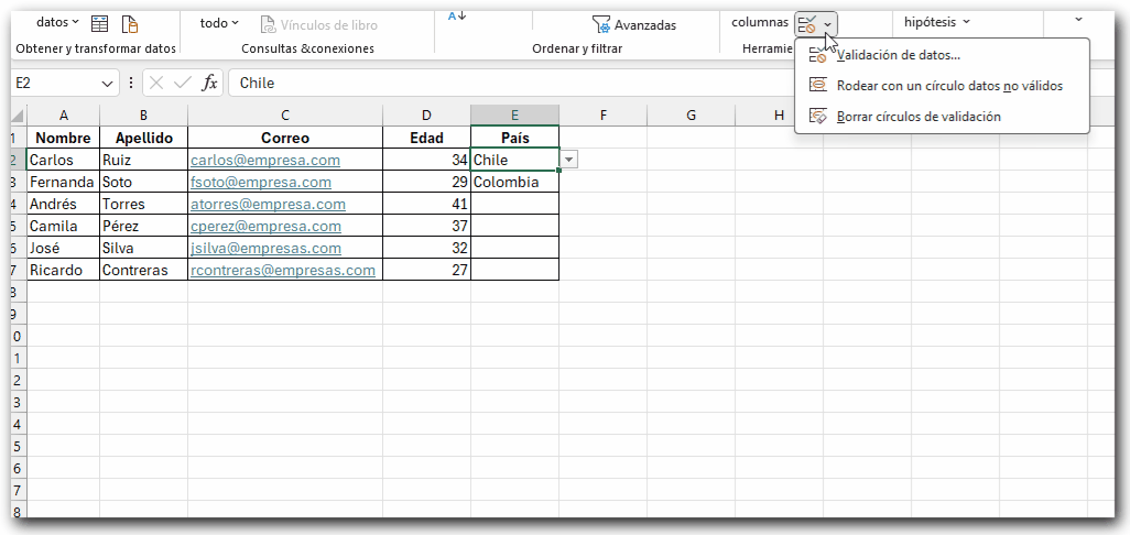 Editar lista desplegable