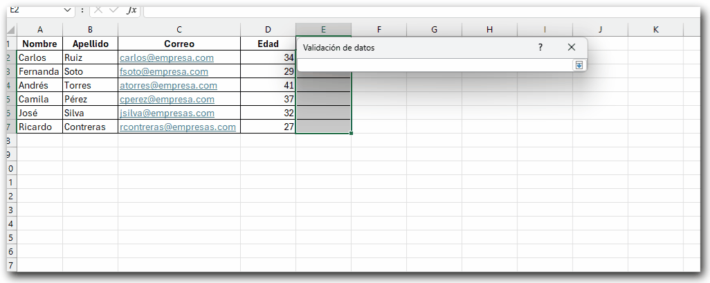 Paso 4 - Usar la Validación de Datos