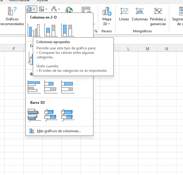 columnas de barras agrupadas en Excel 