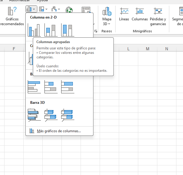 grouped bar columns in excel 