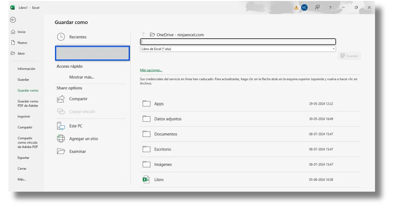 Guardar y nombrar libros en Excel