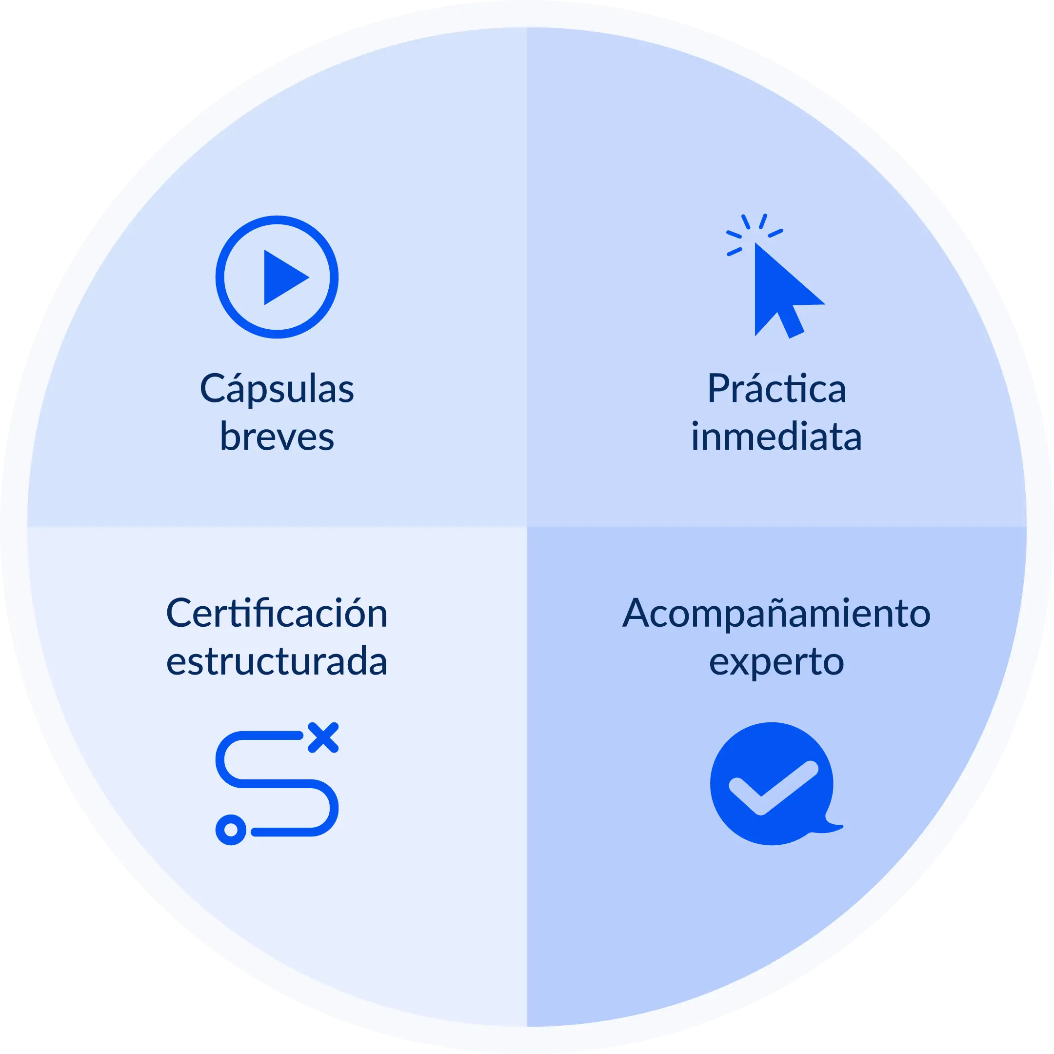 Cómo funciona el microlearning en Ninja Excel – Aprendizaje práctico y estructurado Diagrama explicativo del microlearning en Ninja Excel con cápsulas breves, práctica inmediata, certificación estructurada y acompañamiento experto.