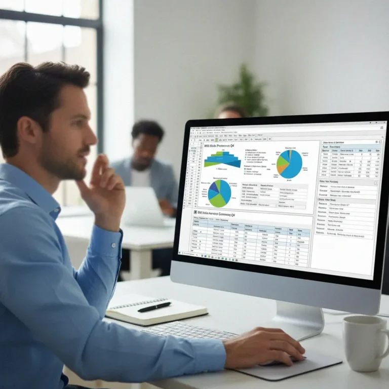 Profesional aplicando funciones y tablas dinámicas de los Cursos de Excel para equipos de Ventas y Marketing para analizar resultados de campañas y ventas.